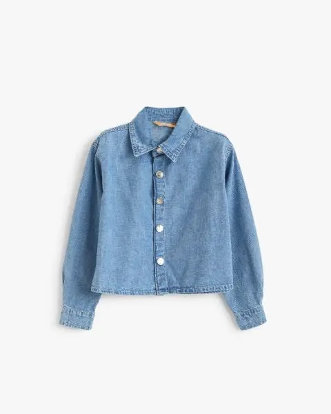 Classic Button-Down Light Wash Denim Shirt