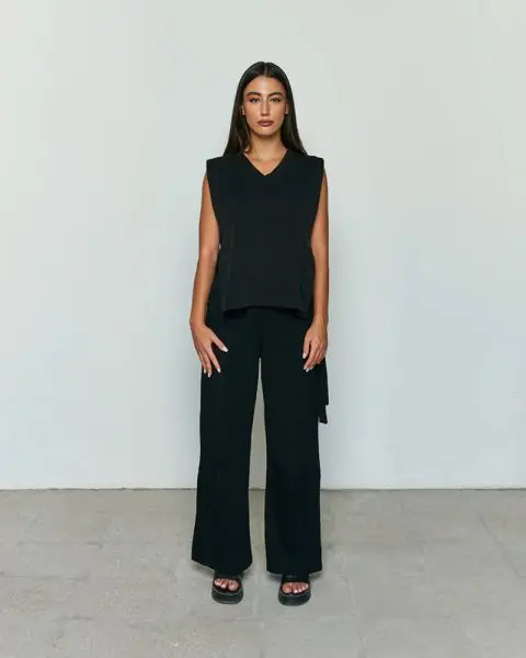 short Side tie overlay top 