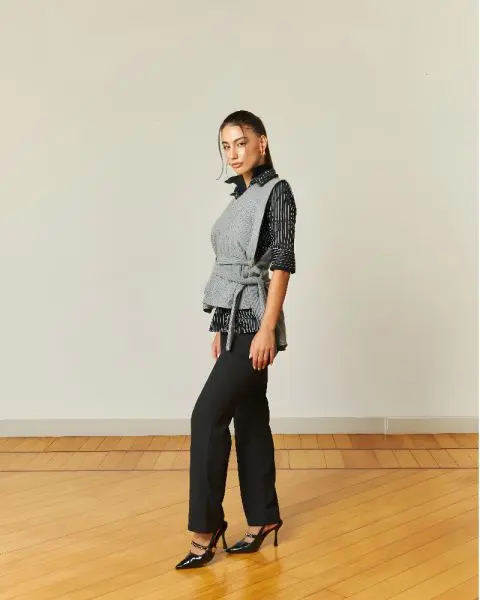 short Side tie overlay top 