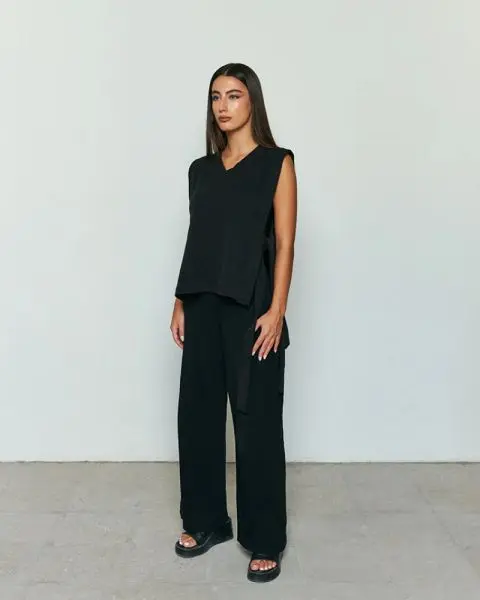 short Side tie overlay top 