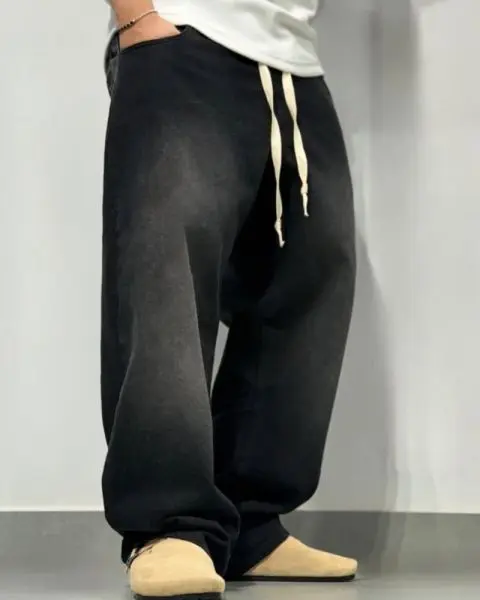 Black Oversized Drawstring Pants