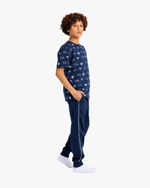 Bosy Navy Blue Tropical Print Pyjama
