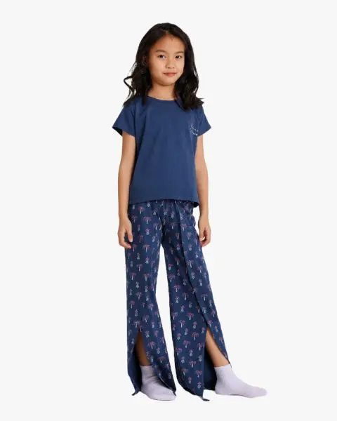 Girls Tropical Treasures Pajama Set - Navy Blue 1