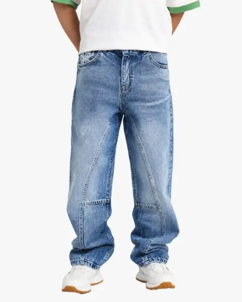 Boys Panel Detail Wide Leg Jeans
