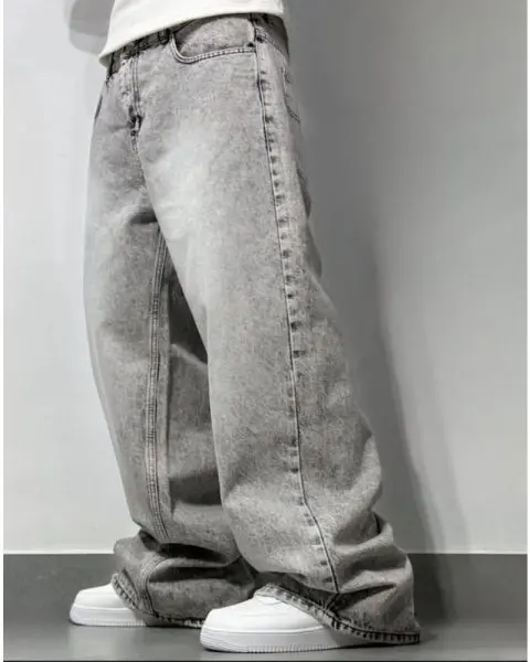 Grey Washed Baggy Jeans