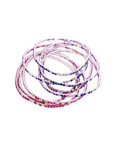 Set of Six Stackable Rhinestone Bangle Bracelets