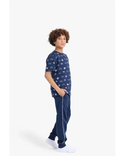 Bosy Navy Blue Tropical Print Pyjama
