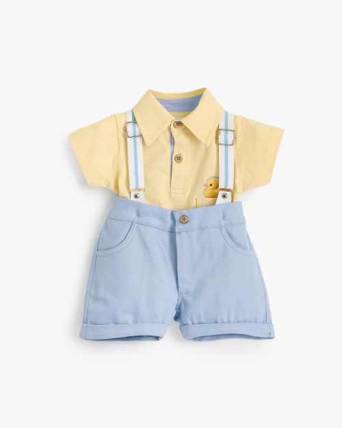 Baby Smart Shirt & Suspender Shorts Set
