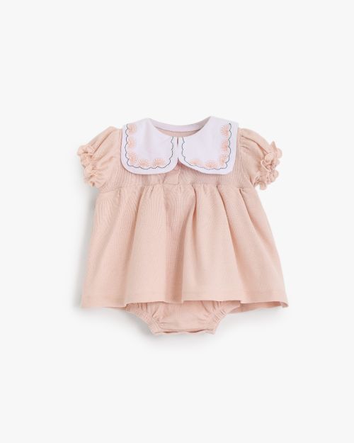 Baby Girl Puff Sleeve Dress With Bloomer Set