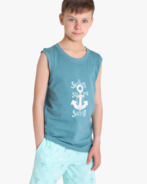 Boys' Nautical Sleeveless Cotton Summer Set