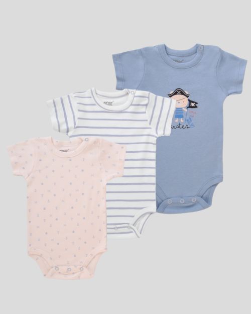 Baby Cotton Bodysuit Pack – 3 Pieces