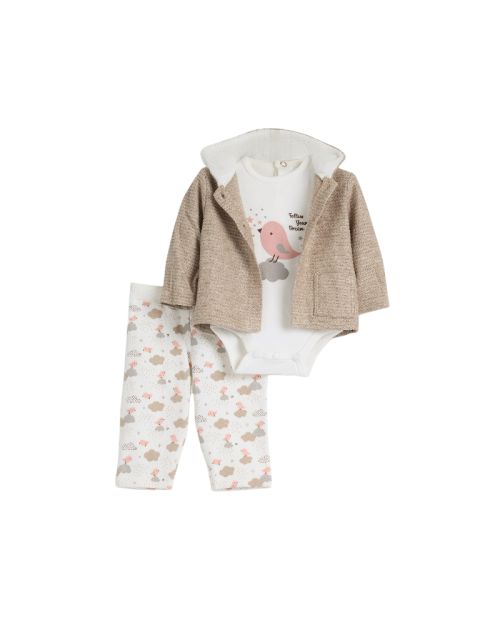 Happy Bird Hooded Printed Set