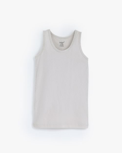 Boys soft cotton sleeveless undershirt in light grey, kids underwear essential 6 yrs Front | Locafy