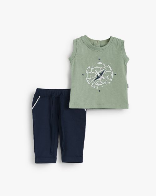 Baby Cotton Summer Set – Sleeveless Top & Pants