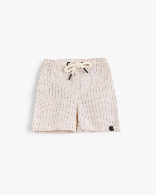 Vertical Striped Drawstring Cargo Shorts