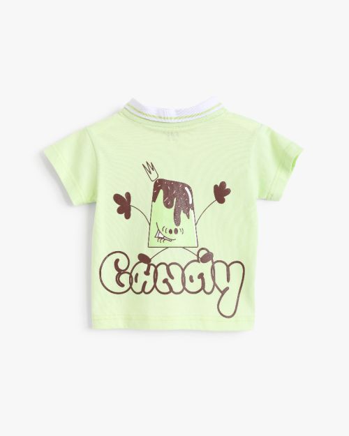 Graphic V-Neck Collared Tee