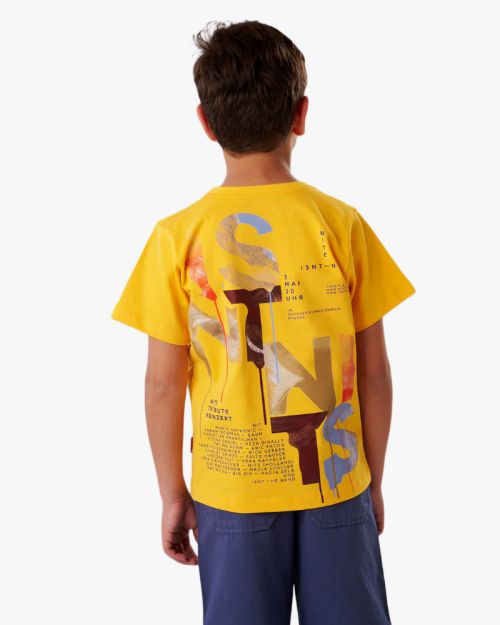 Boys Yellow Graphic Printed Cotton T-Shirt – Casual Summer Kids Tee