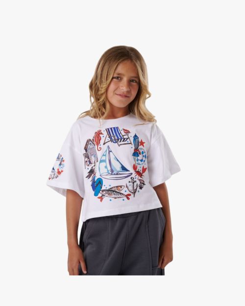 Seaside Whimsy Organic Cotton Cropped Tee
