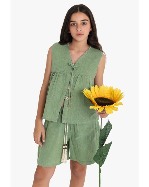 Girls Cotton Button Detail Top – Relaxed Everyday Style