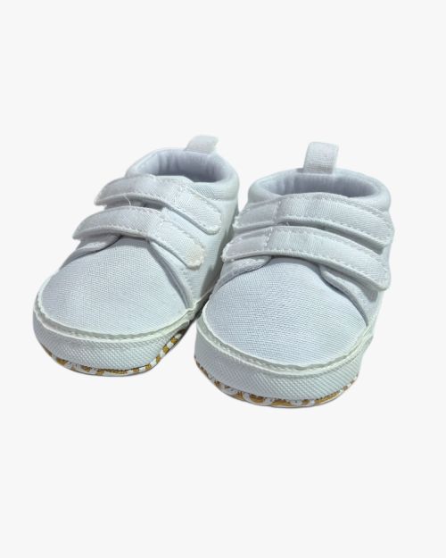 Kids' White Canvas Velcro Sneakers
