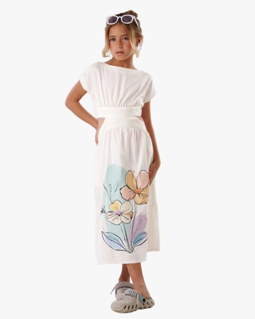 Artistic Floral Cut-Out Summer Dress