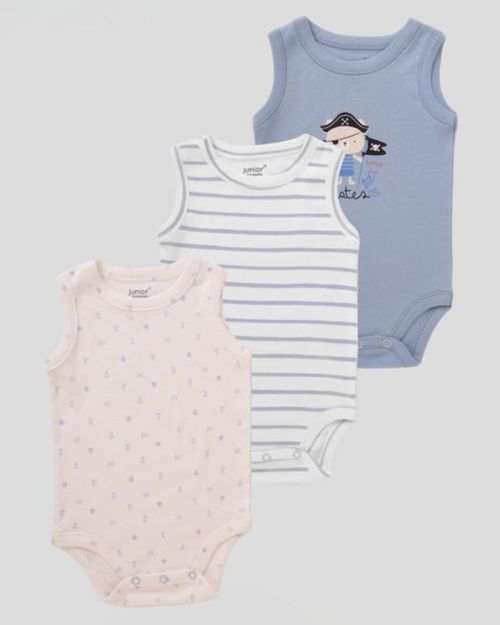 Baby Cotton Sleeveless Bodysuit Pack – 3 Pieces