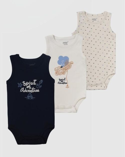 Baby Cotton Sleeveless Bodysuit Pack – 3 Pieces