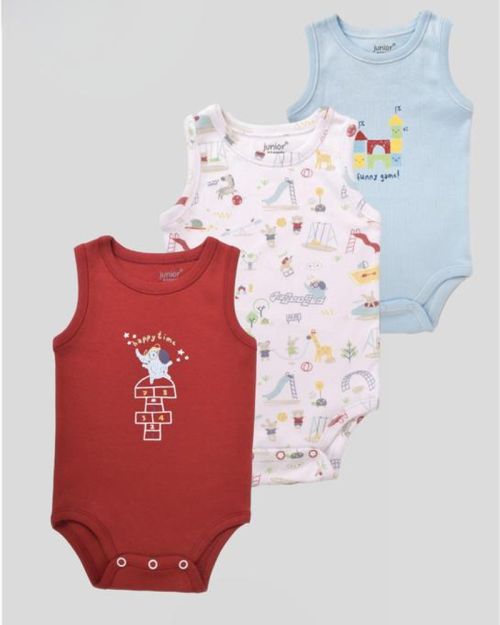 Baby Cotton Sleeveless Bodysuit Pack – 3 Pieces