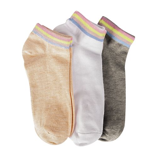 A Pack Of 3 Pieces Ankle Plain Socks MultiColoure