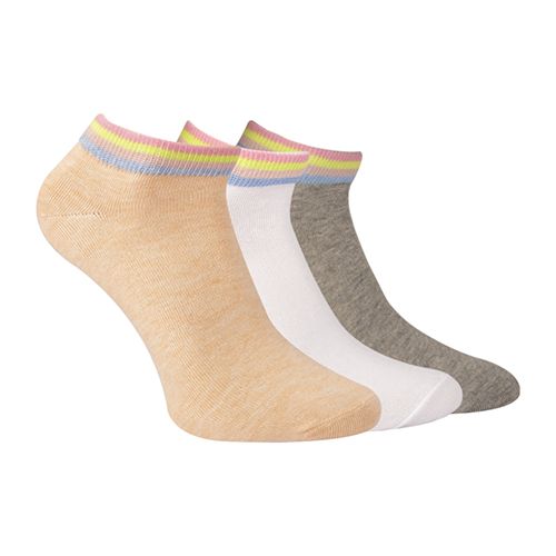 A Pack Of 3 Pieces Ankle Plain Socks MultiColoure