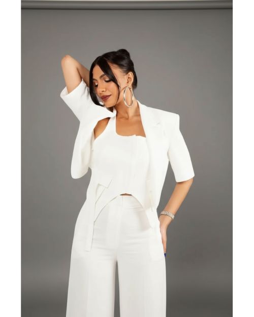 High-Waist Wide Leg White Pants