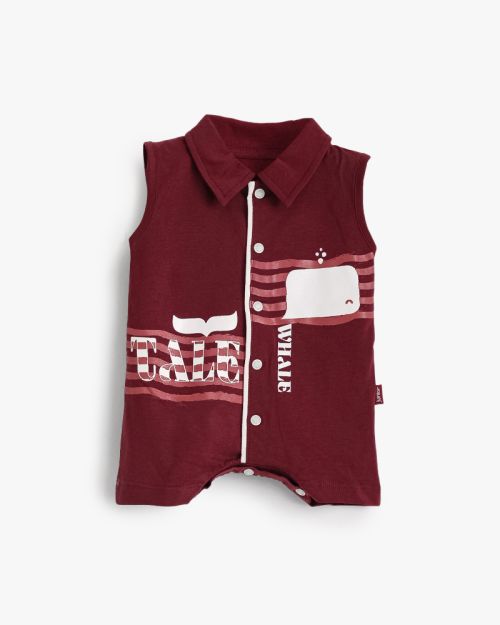 Baby Cotton Sleeveless Romper with Collar