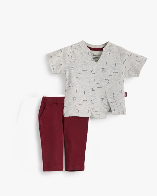 Kids 2 Piece Printed Top And Pants Set