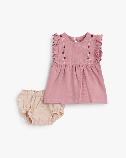 Baby Girl Cotton Top And Bloomers Set