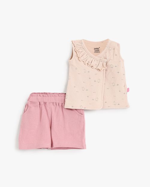 Baby Girl Cotton Top And Shorts Set
