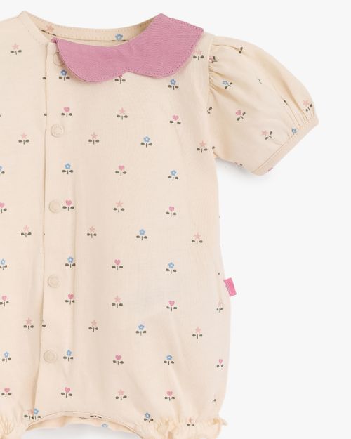 Baby Girl Cotton Floral Collar Romper