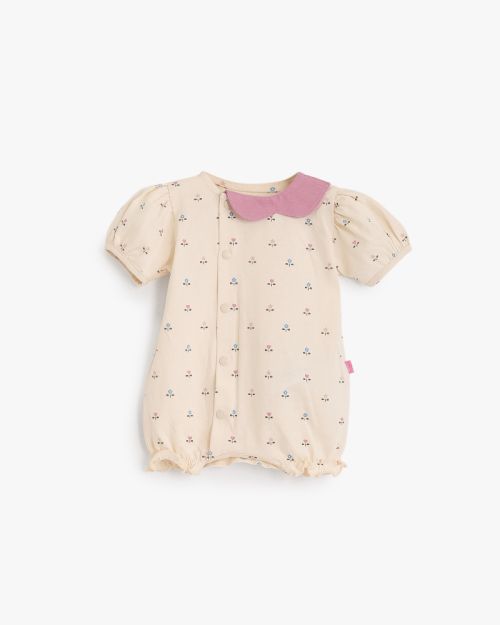 Baby Girl Cotton Floral Collar Romper