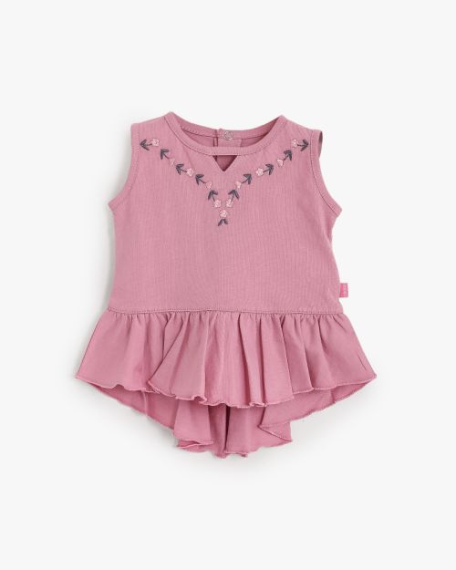 Baby Girl Embroidered Sleeveless Peplum Top