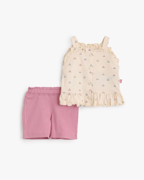 Baby Girl Ruffle Floral Top With Shorts Set