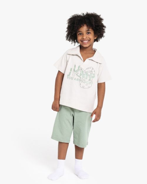 Boys Collar T-Shirt With Shorts Set