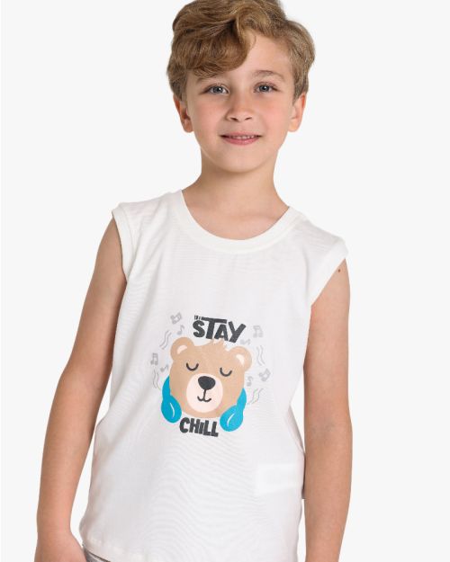 Bear Graphic Sleeveless Pajama Set
