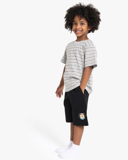 Striped T-Shirt and Graphic Bermudas Set