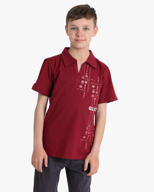 Boys' Geometric Polo Collar Cotton Set