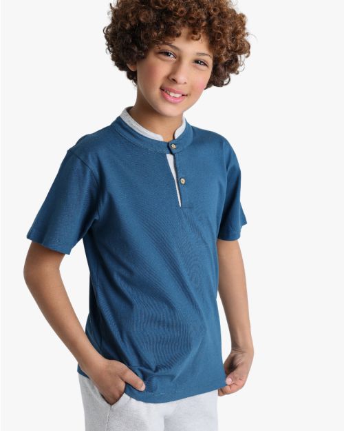 Everyday Comfort Short-Sleeve Henley and Trousers Set