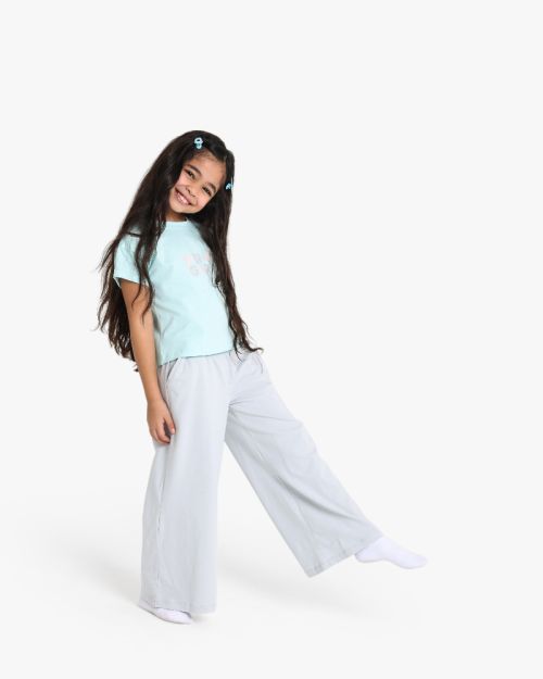 Girls Graphic T-Shirt and Wide-Leg Trousers Set