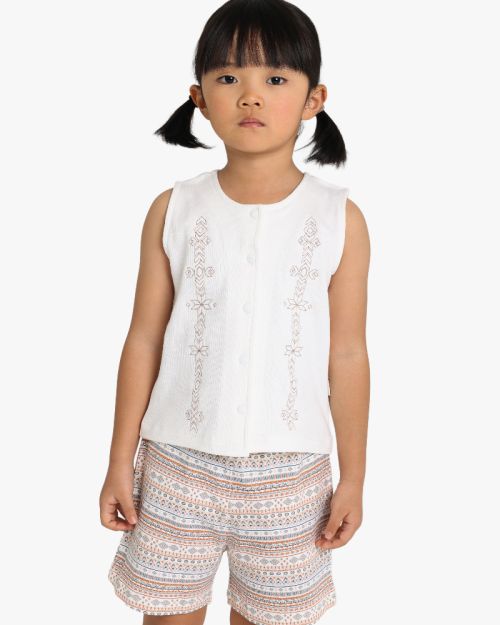 Graphic Tee and Patterned Shorts Set