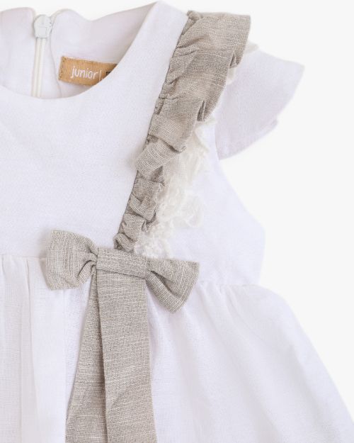 Girls Elegant Ruffle Bow Dress