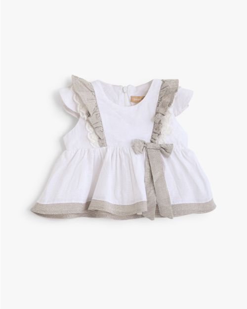 Girls Elegant Ruffle Bow Dress