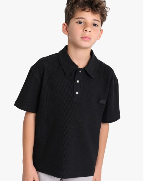 Boys Cotton Ribbed Polo T Shirt