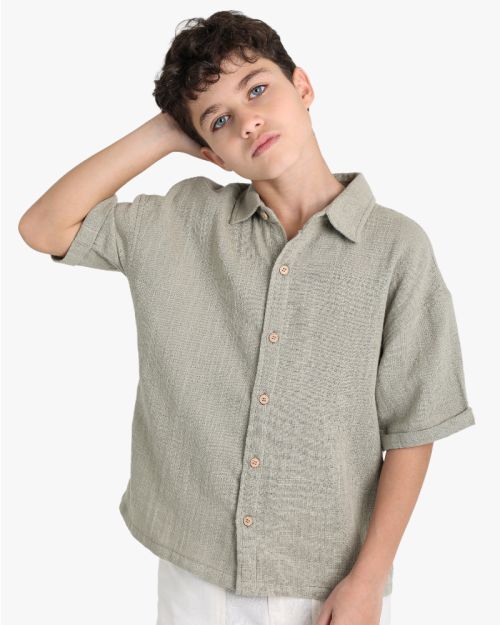Boys Textured Casual Shirt
